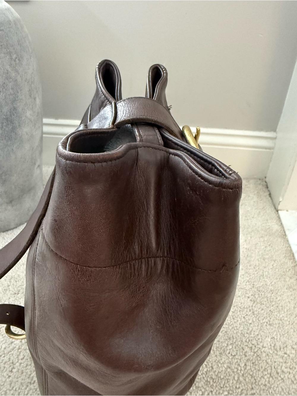 Vintage Coach Soho Sling Shoulder Bag Dark Brown Leather Backpack Purse # 4160 - Picture 7 of 12